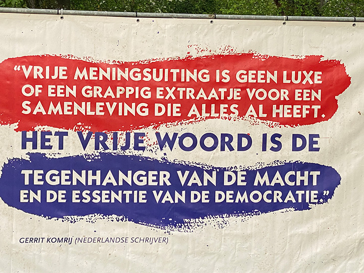 Free speech is not a luxury or a funny perk for a society that already has everything. Free speech is the counterpart of power and the essence of democracy. Quote from Gerrit Komrij a Dutch writer